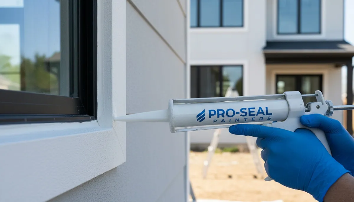 Professional caulking and sealing on Modesto, CA home exterior for weather protection and durability
