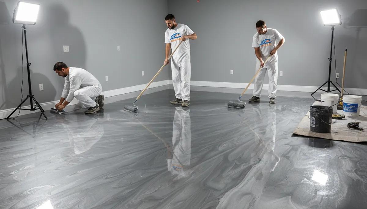 Professional epoxy garage floor coating in Modesto, CA for durable residential concrete surfaces