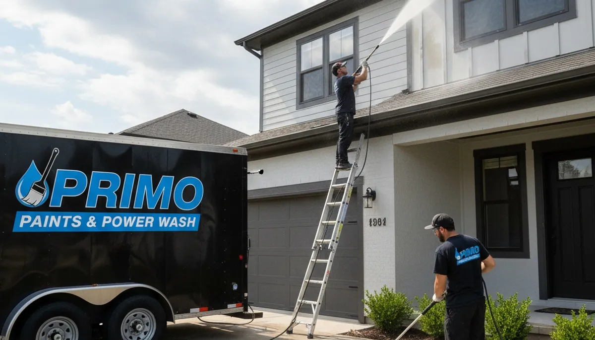Professional pressure washing driveway and siding in Modesto, CA by expert house painting contractors