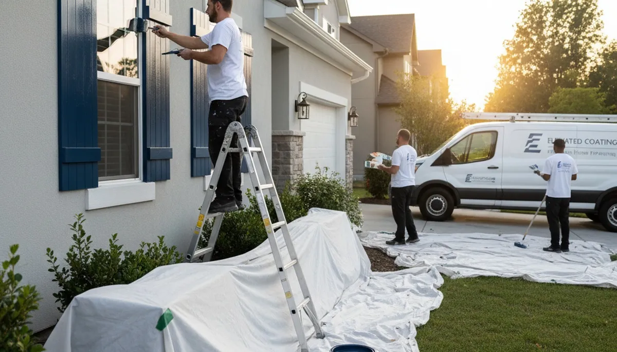 Professional shutter painting on a Modesto, CA home by expert house painters using durable finishes