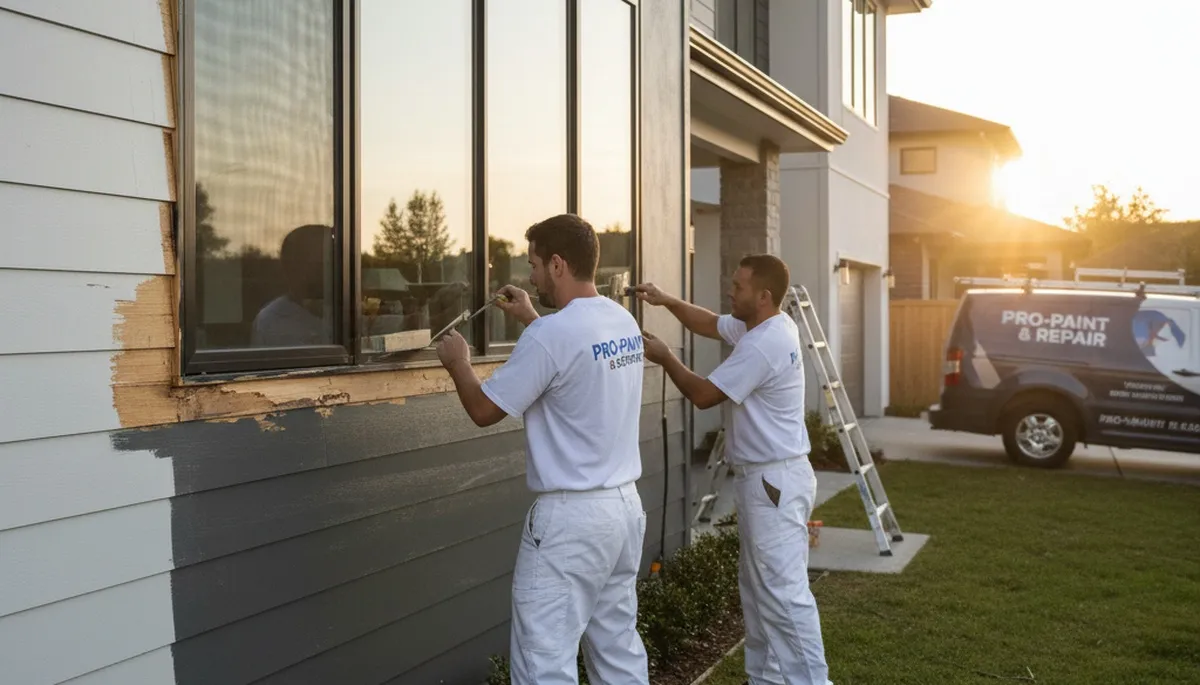Professional wood rot repair on Modesto, CA home exterior by expert painting contractors
